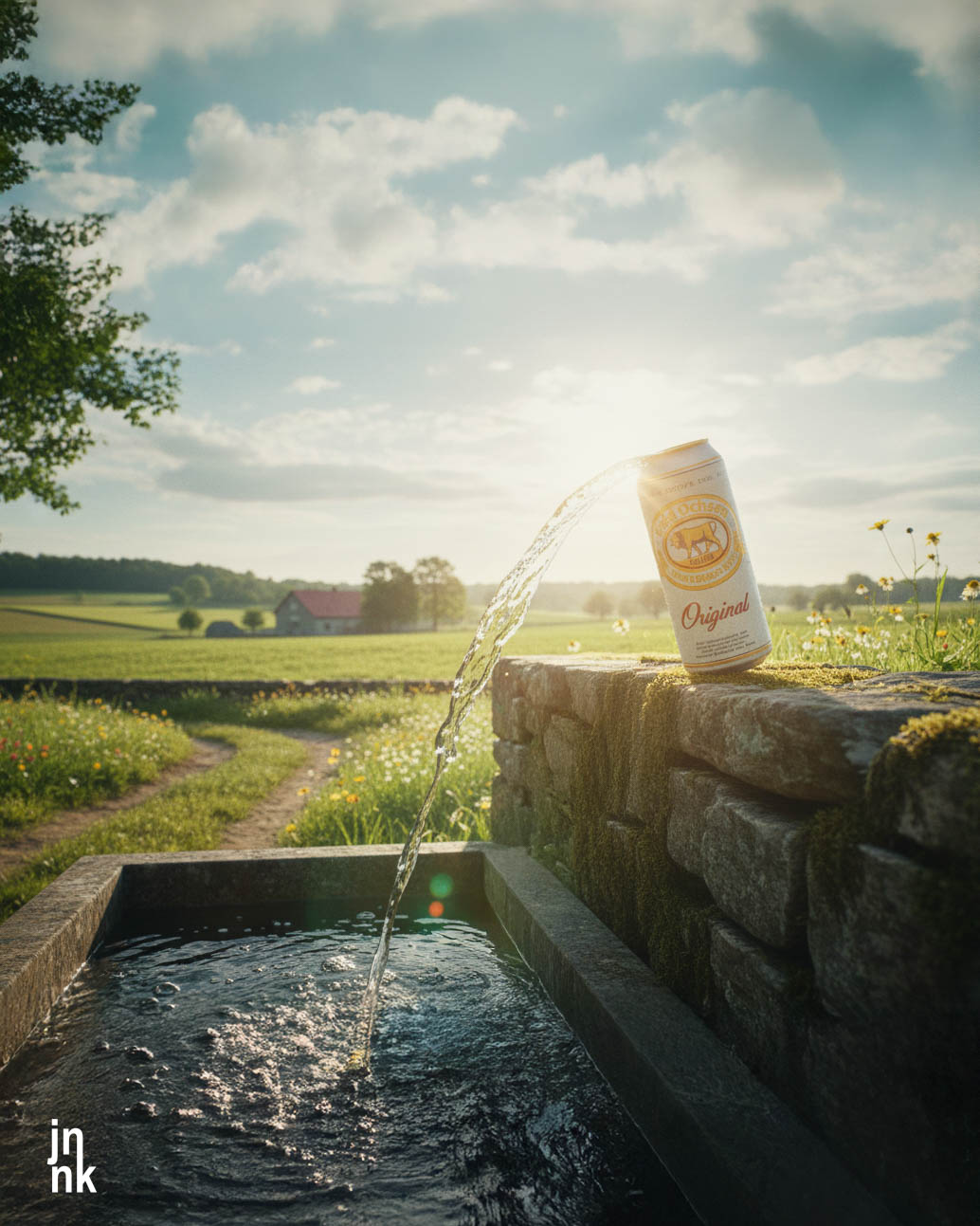 Gold Ochsne can in waterfall