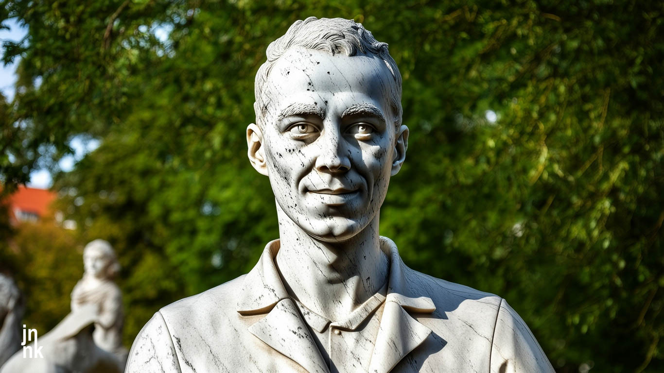 Jannik as a sculpture.