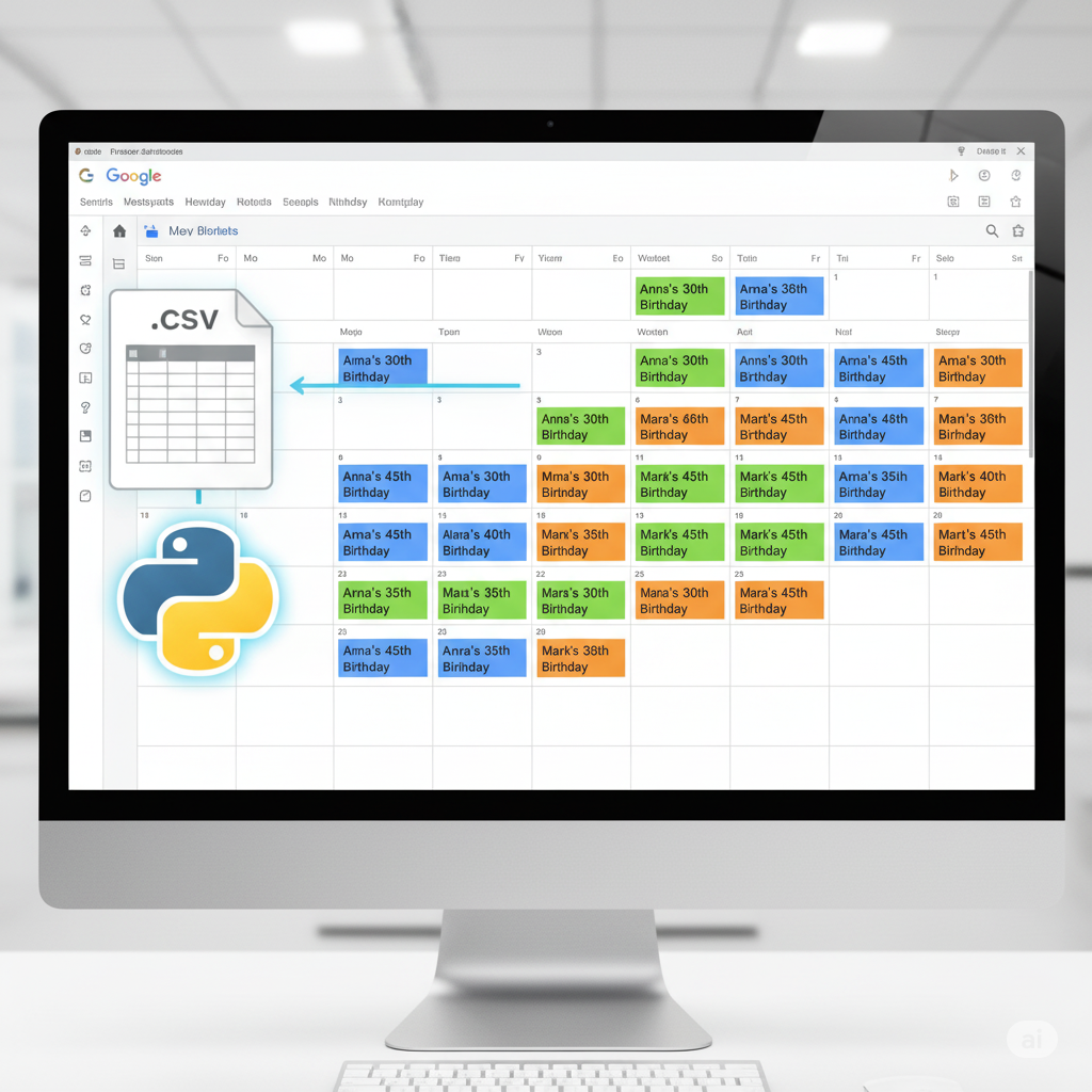 Birthday events imported into Google Calendar